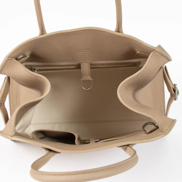 The Row Foncé Grained Calfskin Soft Margaux 12 Bag in Taupe Caviar leather from Labellov, photo 6 of 8