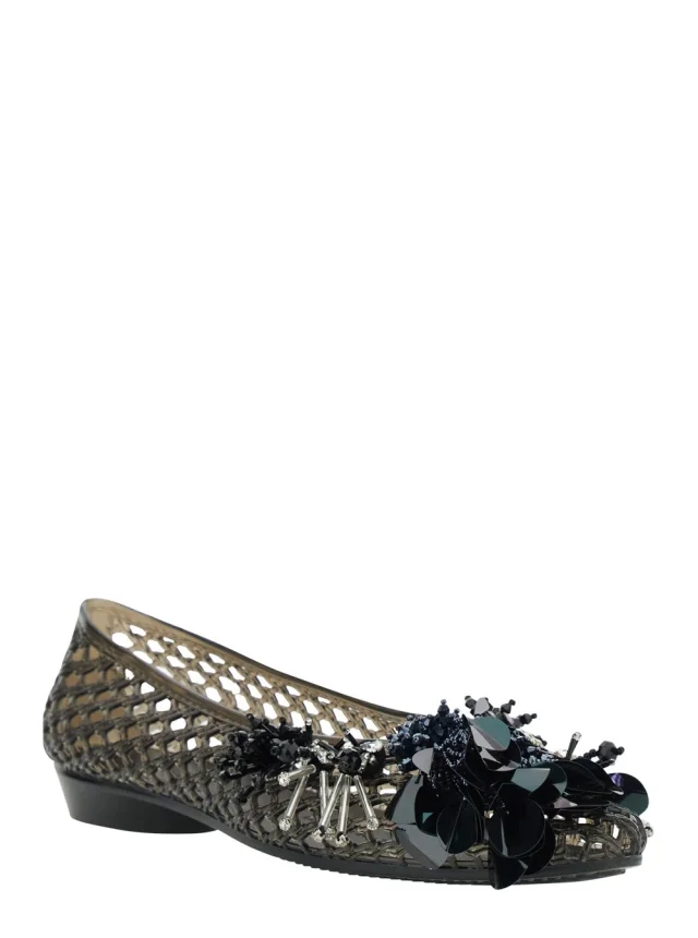 HEAVENLY JELLY 'Glam Jelly' Black Ballet shoes with Rhinestone Details on the Front in Tech Fabric Women in Black, photo 3 of 8 from Gaudenzi Boutique