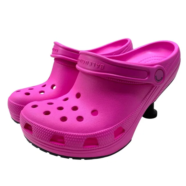 Balenciaga Madame 80 Crocs Mules Pumps Rubber Pink Shoes in Pink from The Reluxe