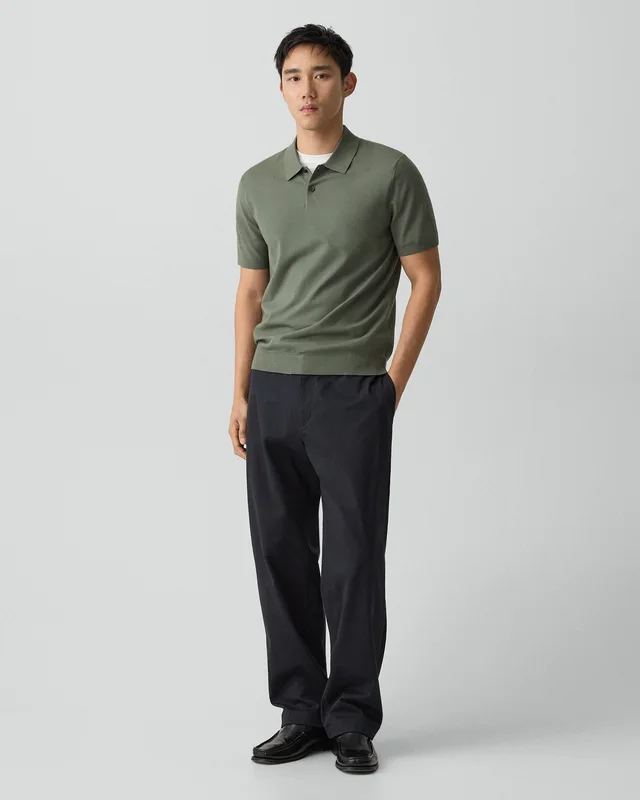 Theory Soris Polo Shirt in Light Bilen in LIGHT IVY 62% Viscose, 38% Polyester; Exclusive Of Elastic, photo 5 of 8 from Theory