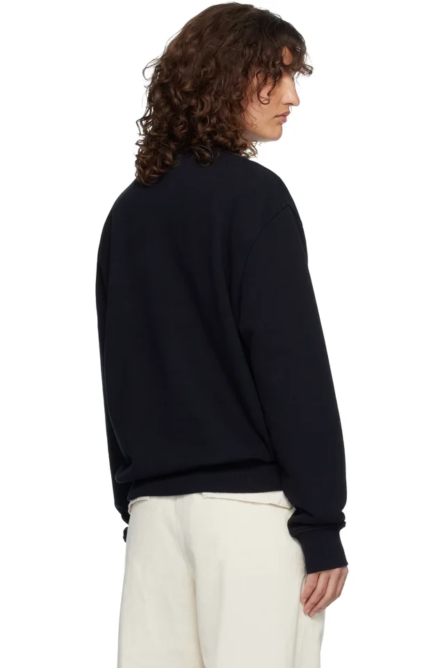 AMI Paris Black Cotton Ami de Coeur Sweatshirt, photo 3 of 4 from SSENSE