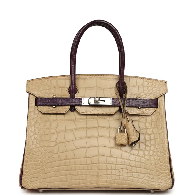 Hermès Special Order (HSS) Birkin 30 Poussiere, Amethyst Matte Alligator Palladium Hardware in Purple Crocodile from Madison Avenue Couture