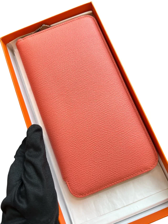 Hermès Silk In Wallet Flamingo Epsom PHW #R in Epsom leather from Luxury Promise