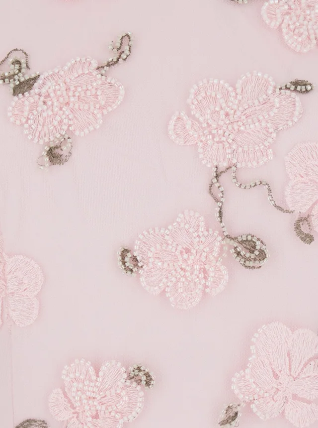 Rotate Long Dress 'Floral' with Open Back in Pink Fabric for Women in Pink 100% Polyester, photo 5 of 6 from Gaudenzi Boutique
