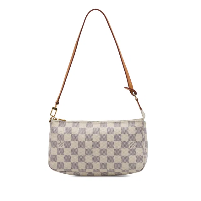 White Louis Vuitton Damier Azur Pochette Accessoires Shoulder Bag in White Canvas from Designer Revival