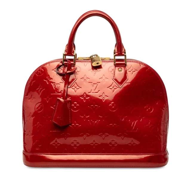 Red Louis Vuitton Monogram Vernis Alma PM Handbag in Red Leather from Designer Revival