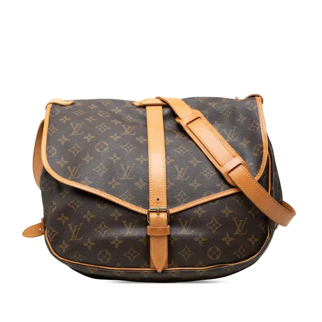 Brown Louis Vuitton Monogram Saumur 35 Crossbody Bag in Brown Coated canvas from Designer Revival
