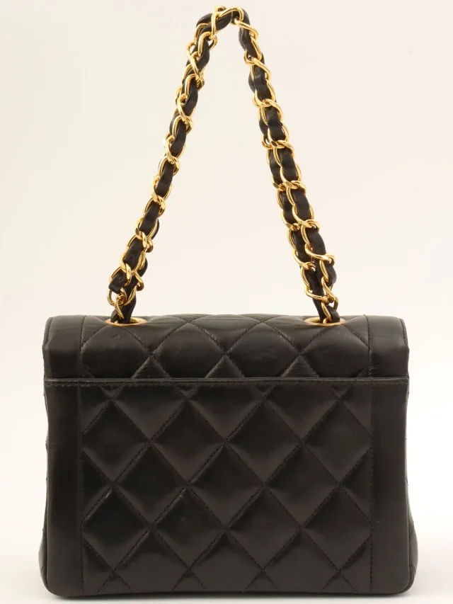Chanel CC turn-lock chain bag, circa 1995, black in Black Lambskin from VINTAGE QOO TOKYO, photo 2 of 14