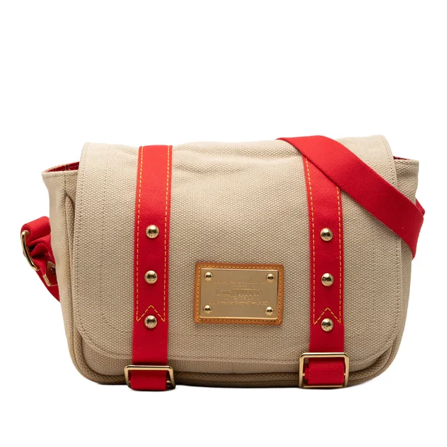 Beige Louis Vuitton Antigua Besace PM Crossbody Bag in Beige Canvas from Designer Revival