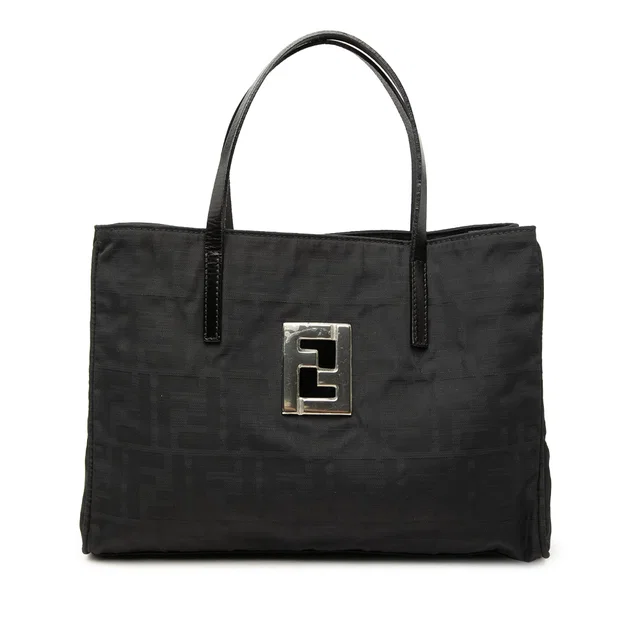 Black Fendi Zucca Canvas Tote in Black Canvas from Designer Revival
