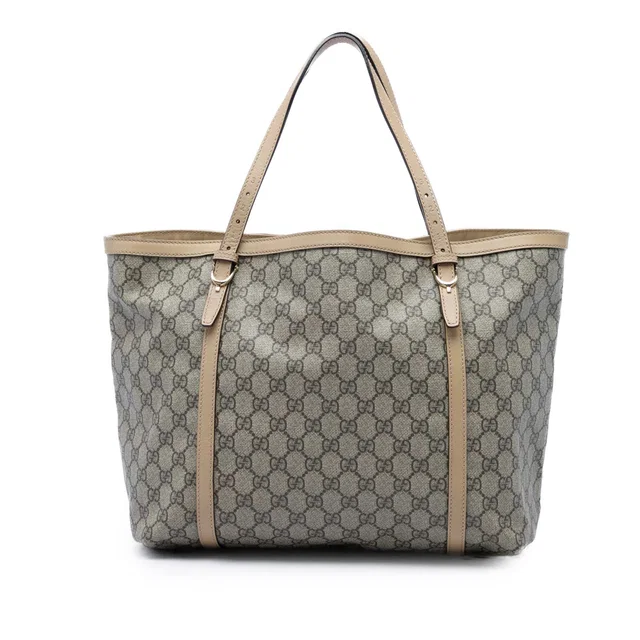 Beige Gucci GG Supreme Nice Tote in Beige Coated canvas from Designer Revival