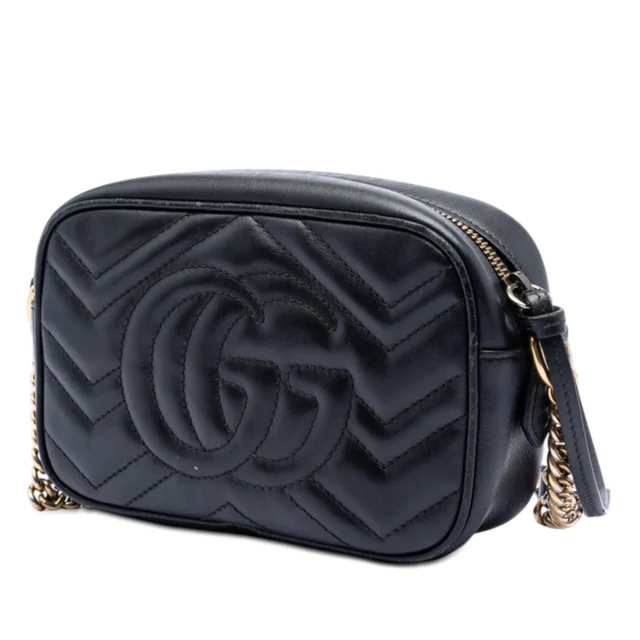 Black Gucci Mini GG Marmont Matelasse Leather Crossbody in Black Leather from Designer Revival, photo 2 of 2