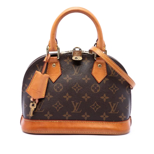 Brown Louis Vuitton Monogram Alma BB Satchel in Brown Coated canvas from Designer Revival