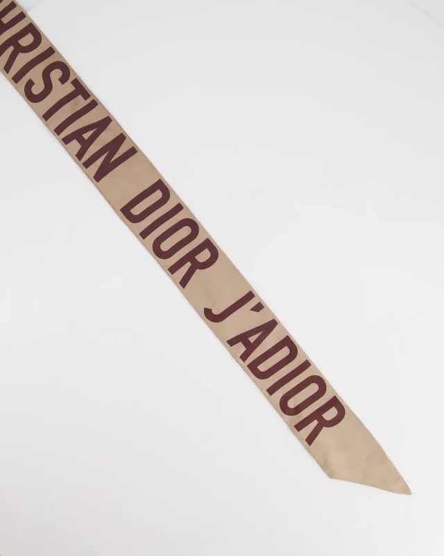 Dior Oblique Reversible Logo Twilly Scarf Size 96cm x 6cm in Burgundy Silk from Sellier, photo 2 of 4