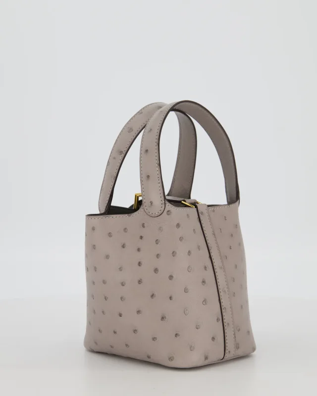 HOT* Hermès Micro Picotin Lock Bag in Grey Ostrich from Sellier, photo 7 of 13