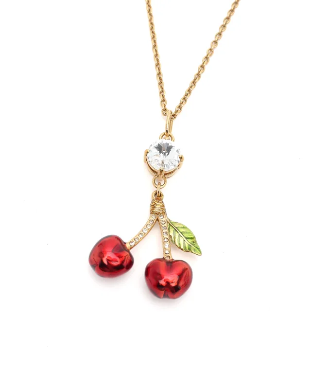 Miu Miu Rhinestone Cherry Necklace from A Retro Tale, photo 4 of 5
