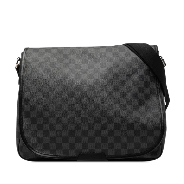Black Louis Vuitton Damier Graphite Daniel MM Crossbody Bag in Black Canvas from Designer Revival