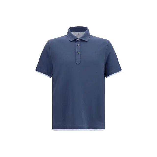 Brunello Cucinelli Blue Cotton Polo Shirt in Blue from HEWI