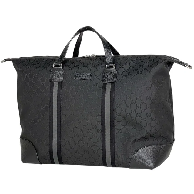 Gucci GG Pattern Boston Bag Nylon Black in Black Nylon from The Reluxe