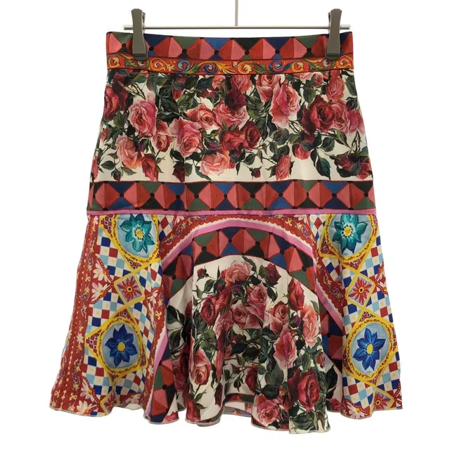 Dolce & Gabbana Flower Print Skirt Mix 38 in Silk from The Reluxe