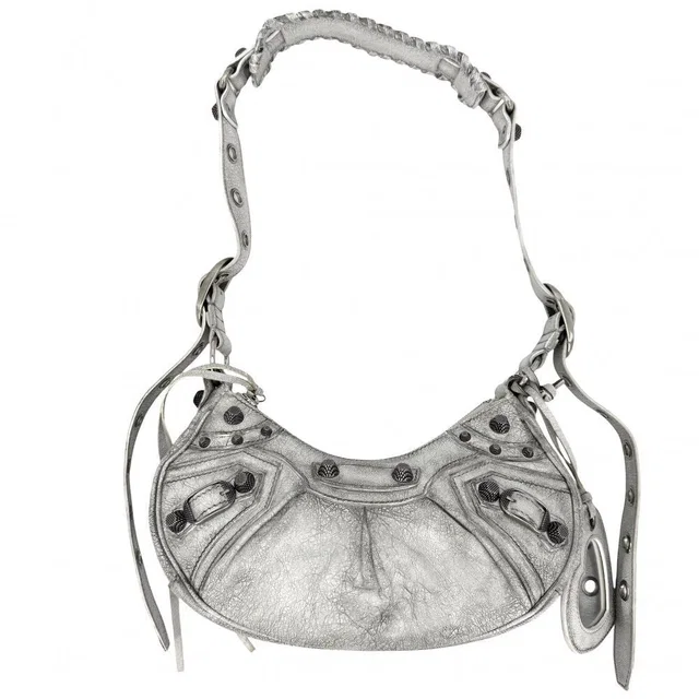 Balenciaga Shoulder Bag Le Cagole XS Bag Crossbody le Leather Gray Silver in Grey Leather from The Reluxe