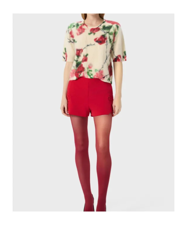 Blumarine PRINTED RIB-KNIT CASHMERE AND WOOL JUMPER, photo 2 of 5 from SENSER