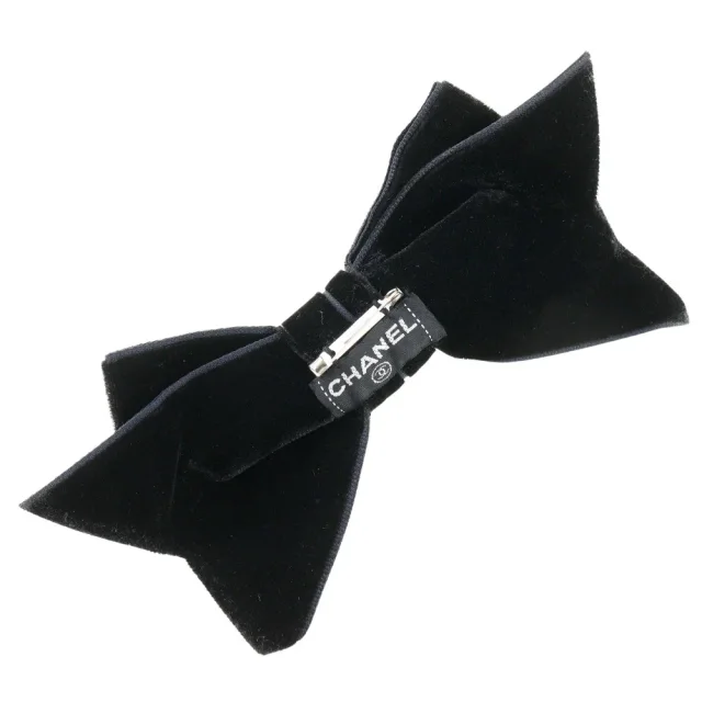 Chanel Velour Ribbon Brooch in Black Velvet from LuxUness, photo 2 of 5