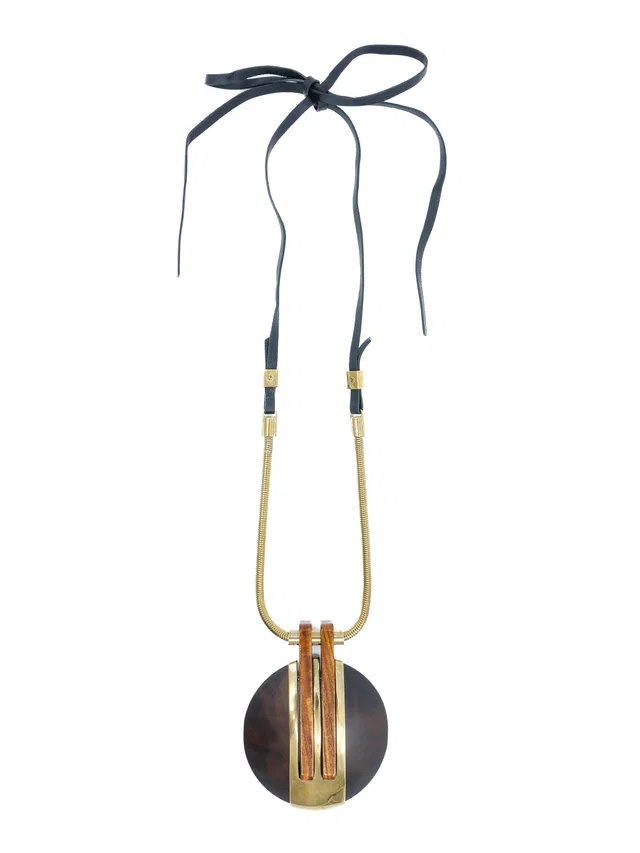 2014 Lanvin Oversized Pendant Necklace in Leather from Arcade Vintage