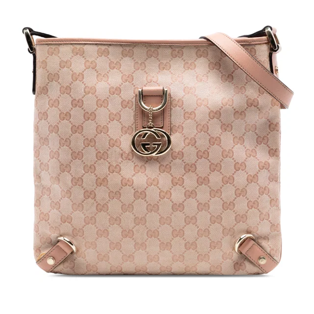 Pink Gucci GG Crystal Abbey D Ring Crossbody in Pink Coated canvas from Designer Revival