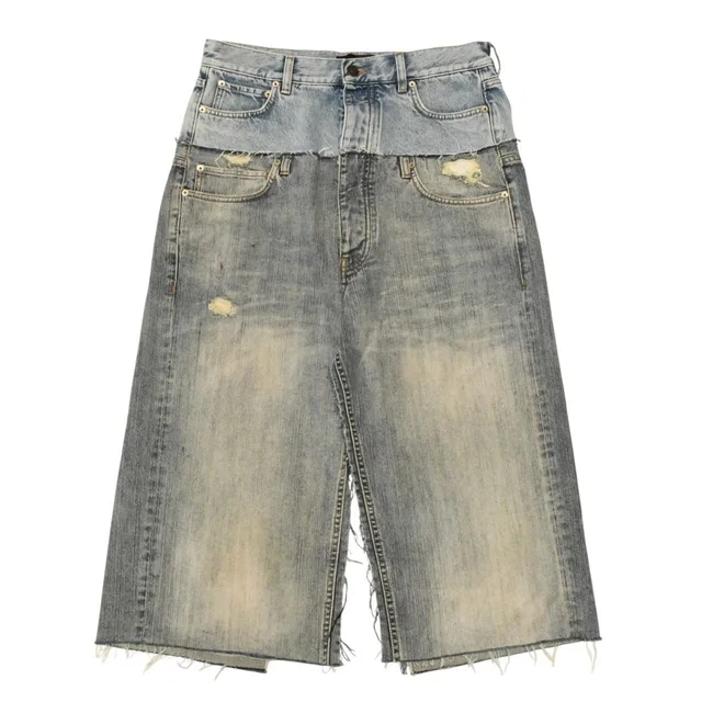 Balenciaga Balenciga Cut Up Baggy Pants Skirt Denim Blue in Blue Denim from The Reluxe