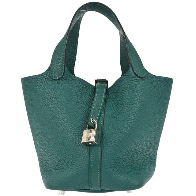 Hermès Malachite Taurillon Clemence Picotin Lock 18 PM Handbag in Clemence leather from AMORE Vintage Tokyo