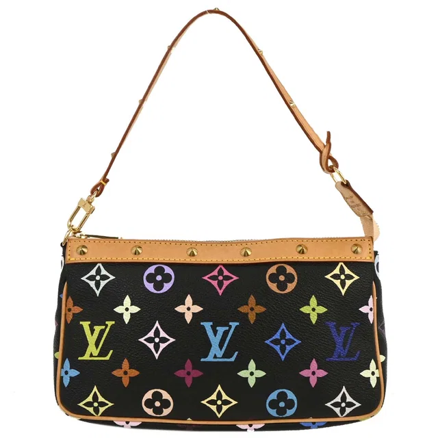 Louis Vuitton Black Multicolor Pochette Accessoires M92648 in Black Canvas from AMORE Vintage Tokyo