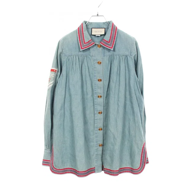 Gucci Amour de Jour Interlocking G Button Vintage Wash Long Sleeve Cotton Shirt from The Reluxe