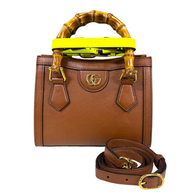 Gucci Diana Mini Tote Bumble Shoulder Bag Leather Brown in Brown Leather from The Reluxe