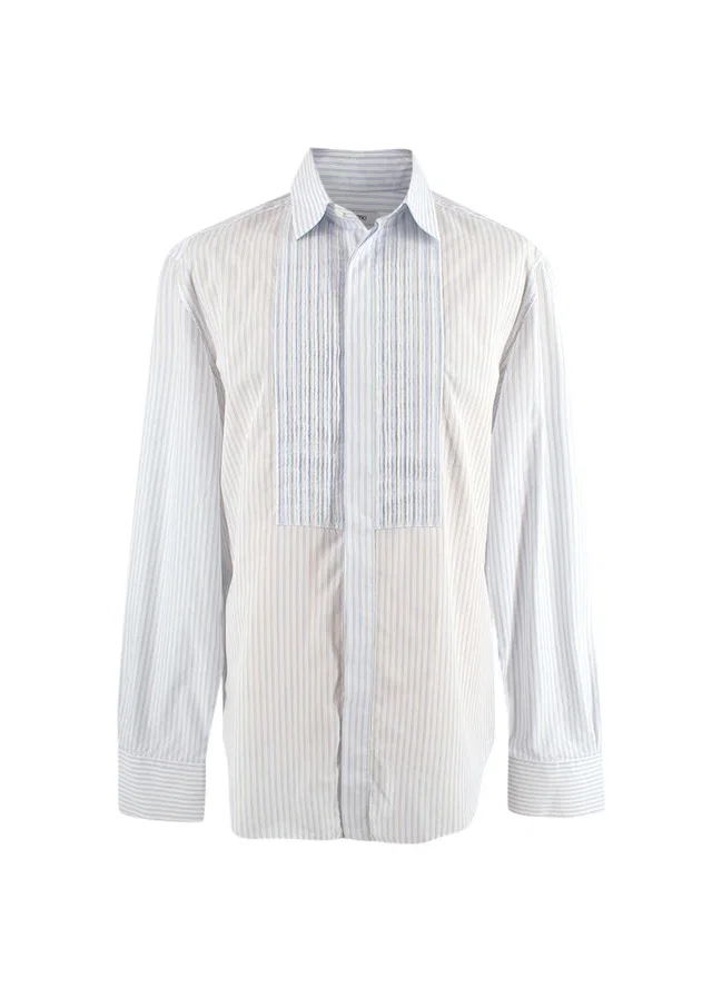 Valentino Garavani Blue Striped Cotton Dress Shirt in Blue from HEWI