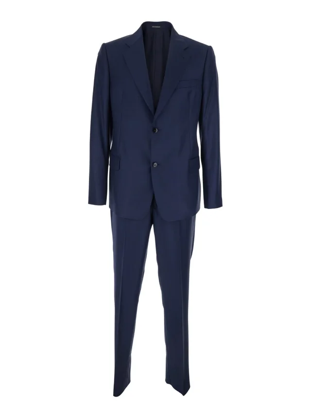 Blue Single-breasted Suit with Notched Revers in Wool for Men in Blue, image 1 of 1 from Gaudenzi Boutique