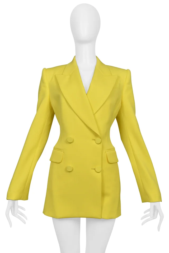 Alexander McQueen Yellow Double Breasted Jacket in Yellow Wool from Resurrection Vintage
