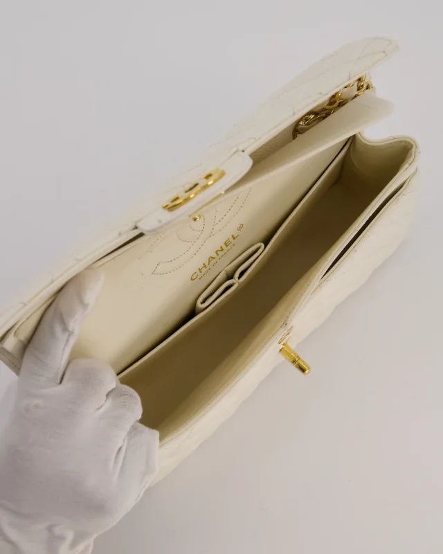 Chanel Vintage White Small Classic Double Flap Bag in White Caviar leather from Sellier, photo 17 of 20