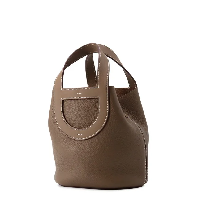 Hermès in-the-loop Tote Bag Etoupe Taurillon Clemence Swift Leather Size 18 in Taupe Clemence leather from GALLERY RARE, photo 3 of 15
