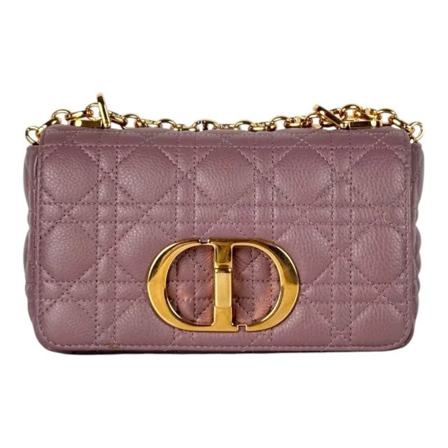 Dior Small Purple/Pink Tone Caro Leather Bag with Chain Strap in Pink Leather from Luxury Promise, photo 2 of 7