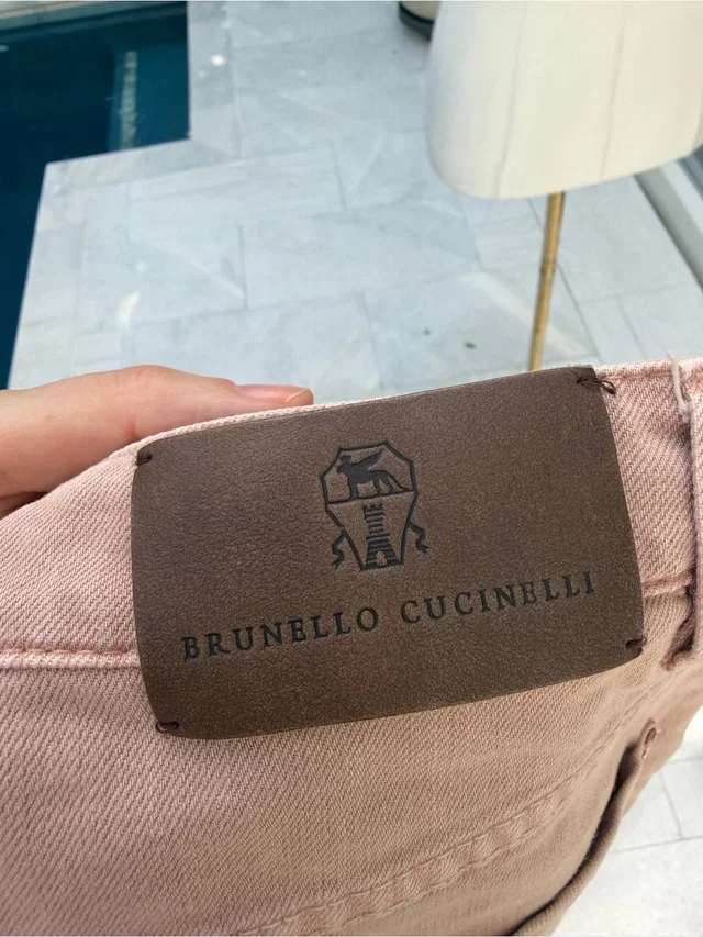 Brunello Cucinelli Woman Jeans Subcategory Identification in pink Leather from Poshmark