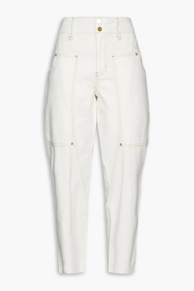 Cropped Cotton Tapered Pants in Beige, image 1 of 1 from THE OUTNET