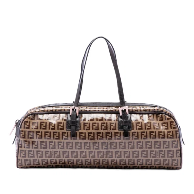 Brown Fendi Zucchino Crystal Handbag in Brown Coated canvas from Designer Revival