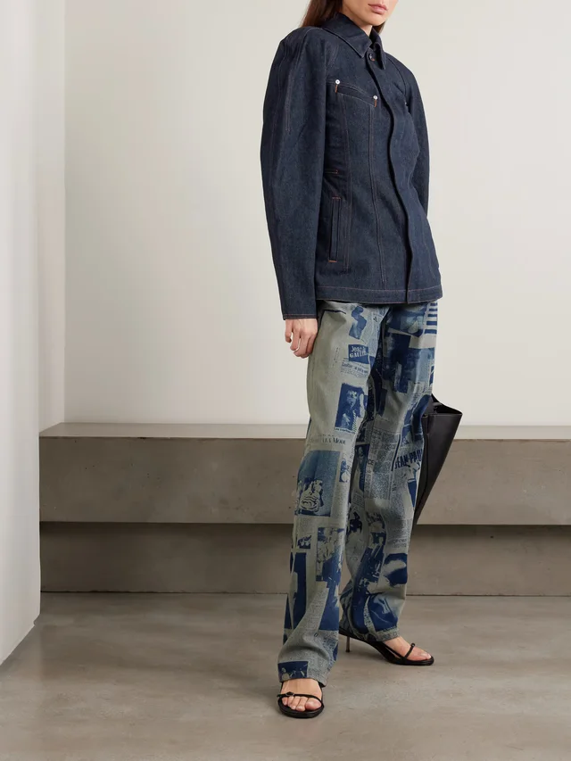 JEAN PAUL GAULTIER Paneled topstitched denim jacket in Blue, photo 2 of 2 from NET-A-PORTER (Canada)