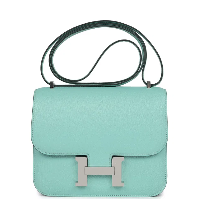 Hermès Constance 18 Aqua Chevre Palladium Hardware in Goatskin from Madison Avenue Couture