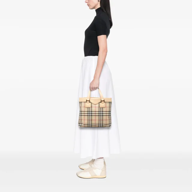 Beige Burberry House Check Canvas Handbag in Beige Canvas from Designer Revival, photo 6 of 6