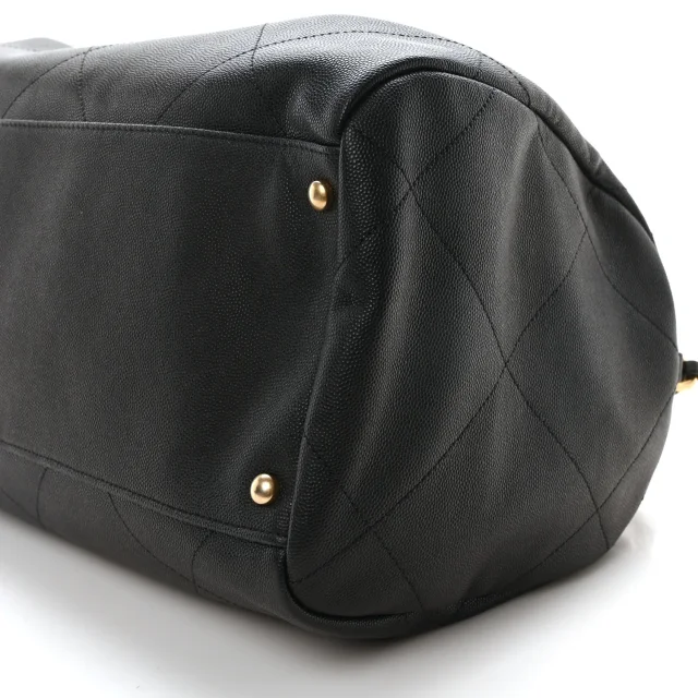 Chanel Grained Calfskin Lambskin Quilted Large Bowling Bag Black in Black Caviar leather from FASHIONPHILE, photo 10 of 10