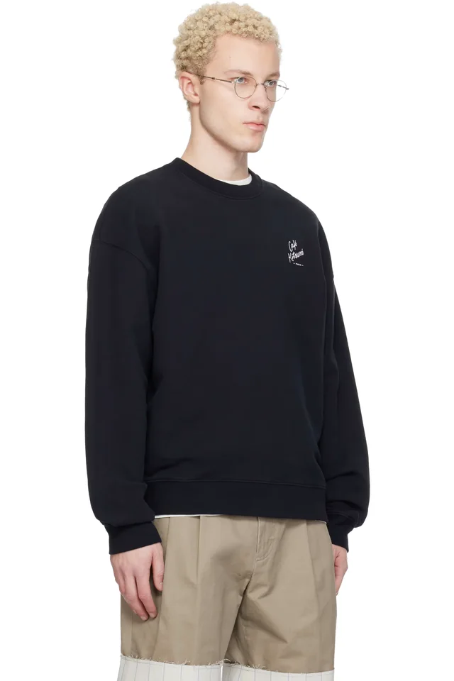 Maison Kitsuné Black 'Café Kitsuné' Relax Sweatshirt, photo 2 of 4 from SSENSE