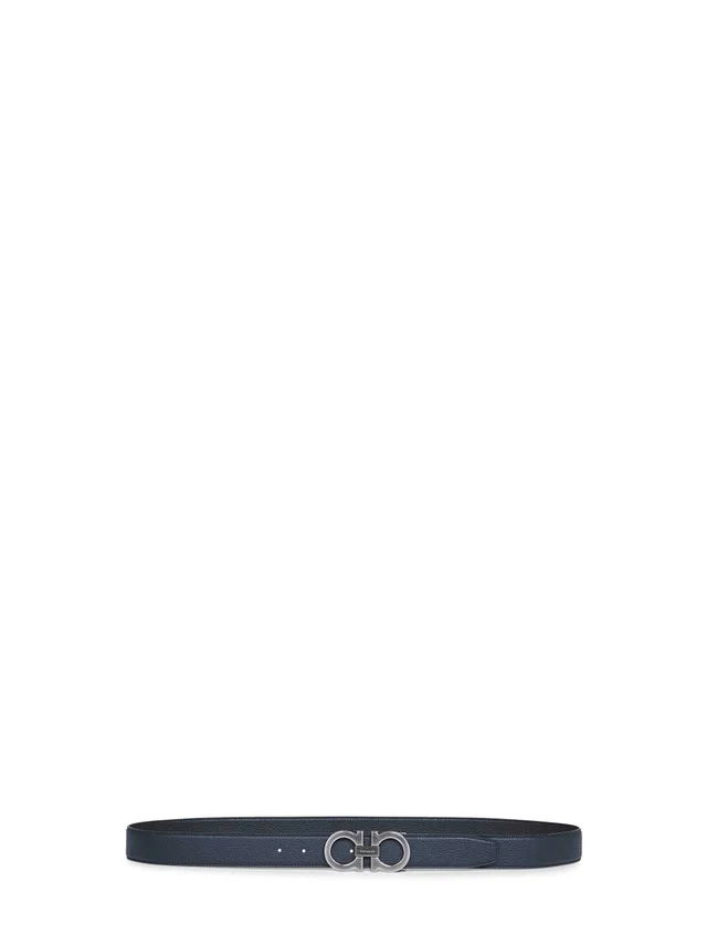 Ferragamo Two-Tone Gancini Reversible Belt — Blue Calf Leather in Blue Calfskin from HEWI
