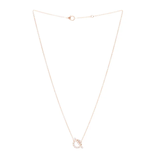 Hermès 18K Rose Gold Diamond Finesse Pendant Necklace in Pink from FASHIONPHILE, photo 3 of 6